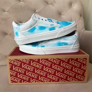 CUSTOM hand-dyed blue and white Vans